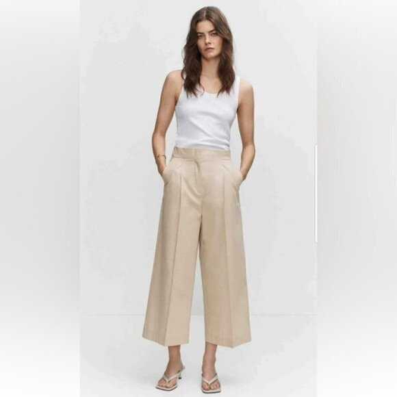 Mango Pope Classic Pants, Women - Beige. Size: 6 (US). NWT - Picture 8 of 9